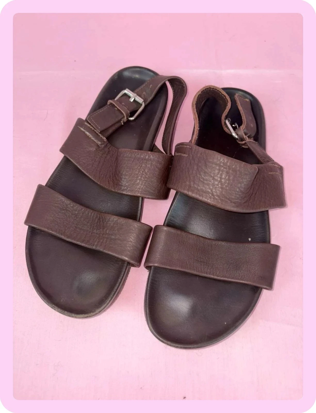 sandálias masculinas em couro marrom made in italy tamanho 42,5 – photo 2